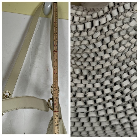 Diane Von Furstenburg DFV Kelli Leather Hobo Woven Bag Tote Ruched Tan Gold Soft - Picture 16 of 16